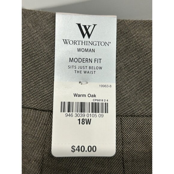 Worthington Flat Front Capri Pants Warm Oak Sz 18W Stretch Modern Fit Neutral - Picture 5 of 10